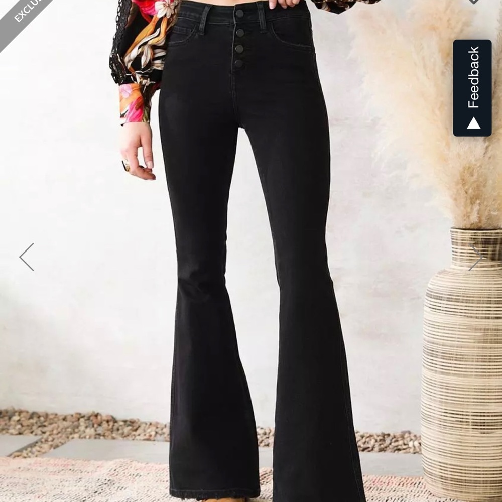 Flying Monkey Black Button-Fly Flare Jeans